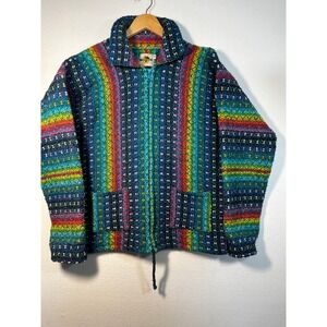 VTG EARTH RAGZ Multicolor 90's  Wool Cotton Full Zip Jacket  Medium BOHO